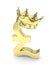 Golden pound sign with crown. 3D rendering.