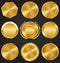 Golden Premium Quality Best Labels Medals Collection on Dark