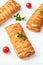 Golden Puff pastry stuffed with sausage and cheese