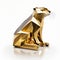 Golden puma isolated on white background. 3D rendering illustration. AI generated