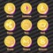 Golden and purple vecor crypto currency set