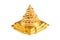 Golden pyramid closeup isolate on white background. Meru Chakra