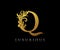 Golden Q Luxury Logo Icon, Vintage Swirl Q Letter Logo Design
