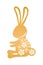 Golden rabbit seated with mid autumn decoration in skin