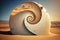 Golden Ratio and spiral structure in desert, surreal abstract building, generative AI