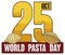 Golden Reminder for World Pasta Day with Conchiglie, Vector Illustration