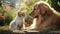 Golden Retriever with Cat