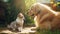 Golden Retriever with Cat