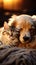 Golden retriever and cat enjoy peaceful nap time together