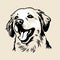 Golden Retriever Dog Face - Woodcut-inspired Vector Illustration
