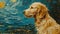 Golden retriever dog paintings