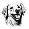 Golden Retriever Dog Portrait Art Print - High Contrast Black And White Vector Clipart