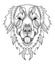 Golden retriever dog zentangle, doodle stylized head, hand drawn