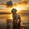 Golden retriever puppy. generative ai. Summer beach dog portrait. Portrait of a golden retriever dog