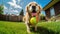 Golden Retriever Puppy Playing, smile face