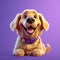 Golden Retriever, Purple background, Vermeer style. AI-Generated