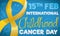 Golden Ribbon and Kid`s Doodles for International Childhood Cancer Day, Vector Illustration