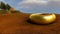 The golden ring lies on a desolate land. A lost piece of jewelry lies on the dirty brown ground. Generated AI.