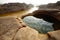 Golden river between rock in Thailand