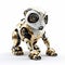 Golden Robot Dog: A Futuristic Ed Robot Animal On White Background