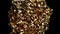 Golden rock explosion on Black background Gold texture Super Slow motion 1000 FPS 3d