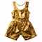 Golden Romper With Short Trousers - Hyper-realistic Oil Style