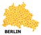 Golden Rotated Square Pattern Map of Berlin City