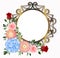 Golden Round Flowers decoration  frame