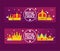 Golden royal crowns vector illustration. Luxury royal design banners. Diadems and jacket crown with gems. Used for hotel