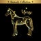 Golden and royal Hand Drawn Emblem of farm Horse animal. Butchery shop branding, meat products.