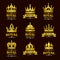 Golden royal quality vector crown logo templates set