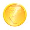 Golden rupee coin INR symbol on white background. Finance investment concept. Exchange Indian currency Money banking