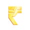 Golden rupee INR symbol on white background. Finance investment concept. Exchange Indian currency Money banking