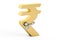 Golden Rupee symbol with wind-up key, 3D rendering