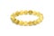 Golden rutilated quartz bracelet on white background.