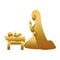 Golden saint joseph with jesus baby manger characters