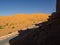 Golden sand dunes in the Algerian desert, the city of Bechar