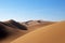 Golden sand dunes in central desert of Iran