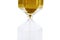Golden sand inside transparent hourglass