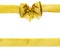 Golden satin gift bow. Ribbon