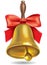 Golden school bell with red bow