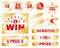 Golden scratch card. Lottery cover for instant win game prize. Winning or lose chance, luck coupon, ripped effect marks