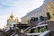 Golden sculptural decoration on the Grand cascade, Fountain in Peterhof, Winter