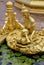 Golden sculptures at fountain in Wat Pha Nam Yoi Thailand