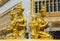Golden sculptures at fountain in Wat Pha Nam Yoi Thailand