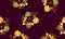 Golden Seamless Design. Beige Pattern Background. Violet Tropical Textile. Black Floral Botanical. Yellow Flora Textile.