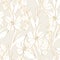 Golden seamless floral pattern background. Tulips flower. Hand drawn illustration and sketch Tulips flower. Golden and white with