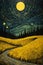 Golden Serenity: A Nighttime Journey Through Fields of Gold and