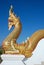 Golden serpent king or king of naga statue in Thai temple