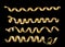 Golden serpentine streamers on black. Holidays decoration